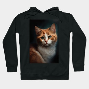 orange and white Cat portrait Hoodie